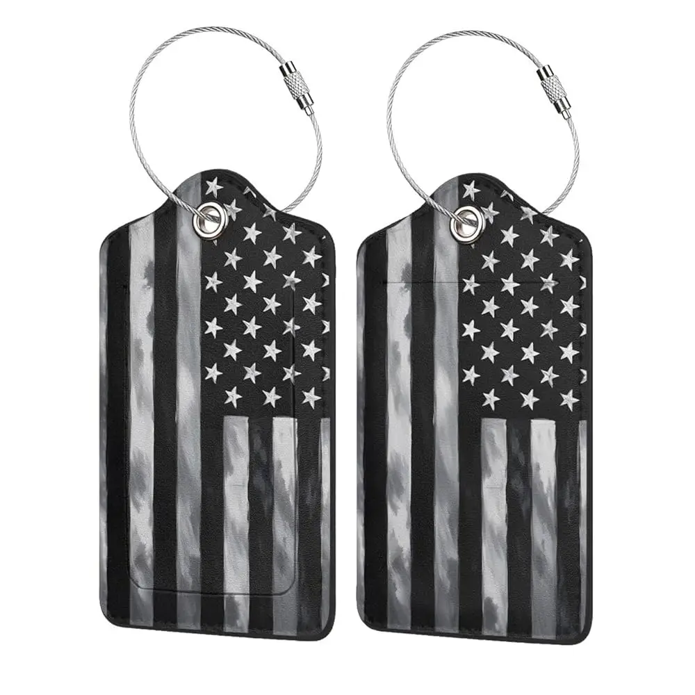 

Free ShippingBlack American Flag Luggage Tags for Suitcases, Patriotic Luggage Tag for Women Men, 2 Pcs USA Flag Leather Suitcas