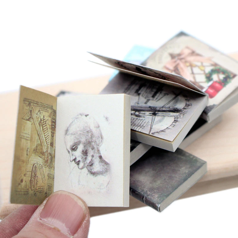 Mini Retro Books Model 10Pcs 1/12 Scale Dollhouse Ornament Vintage Study Room Decoration Micro Scene Building Layout Props Toys view 4