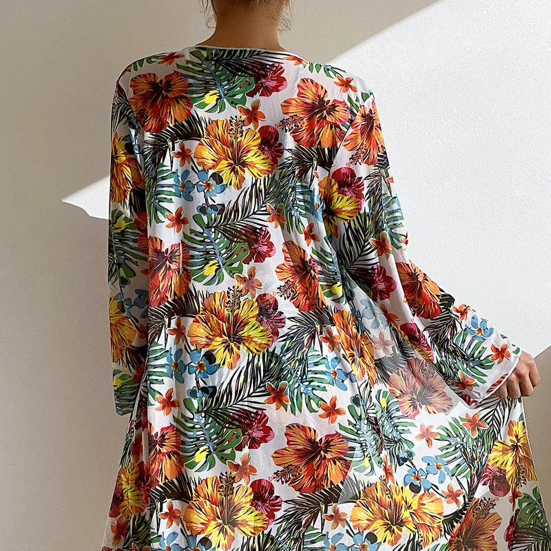 水泳用長袖カバーアップ 3点セット プリント入りセクシー水着 女性用 新作ビキニ モデルビキニ