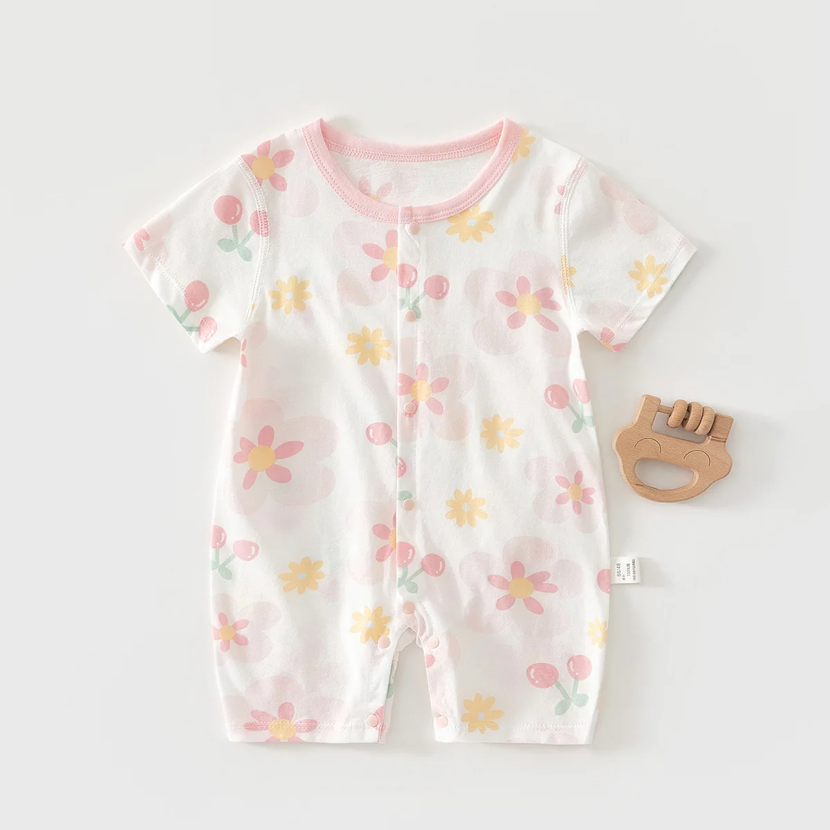 بدلة أطفال صيفية بأكمام قصيرة من AYNIGIELL ملابس أطفال رفيعة للخروج من Ha Yi ملابس أطفال حديثي الولادة بدون عظم 0-18 متر ثوب فضفاض للأطفال