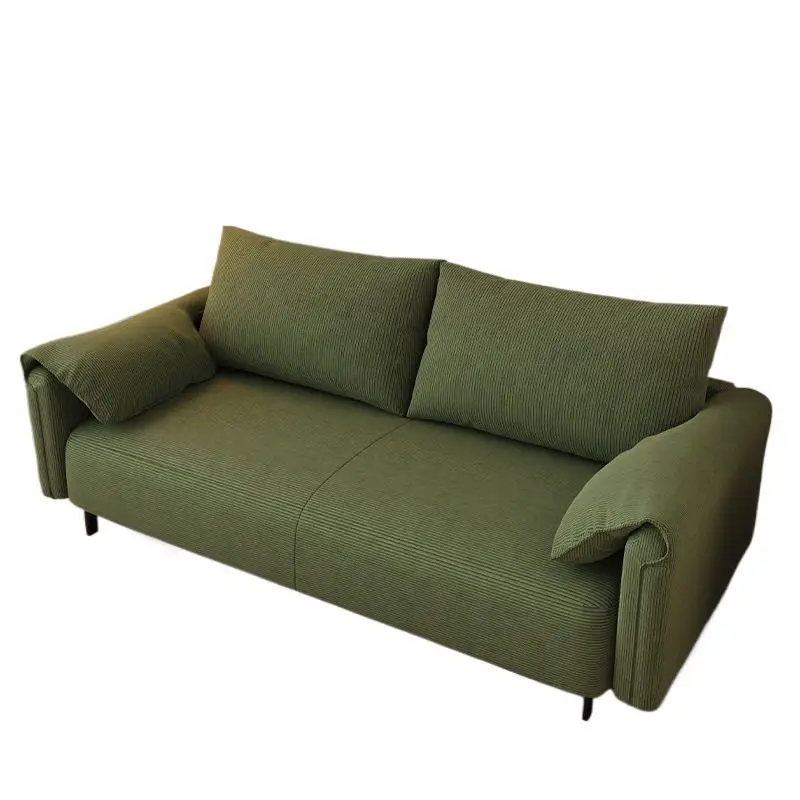 Solid wood fabric sofa, home living room straight-row sofa, small apartment, rental home, minimalist furniture