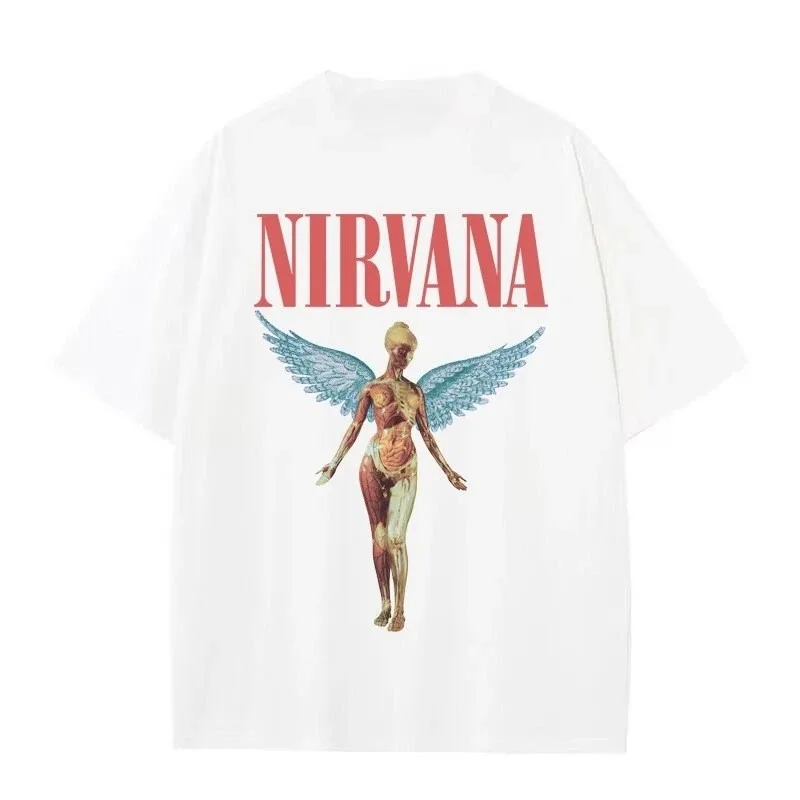 Classic Rock Band Nirvana Retro Poster Graphic Print T-Shirt Men Women Loose Casual Oversized Top O-neck Cotton Summer New Tee