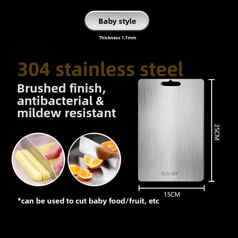304 Stainless Steel Thickened Cutting Board Antibacterial Mildew-proof Kneading Dough Board Kitchen Fruit vegetable view 3
