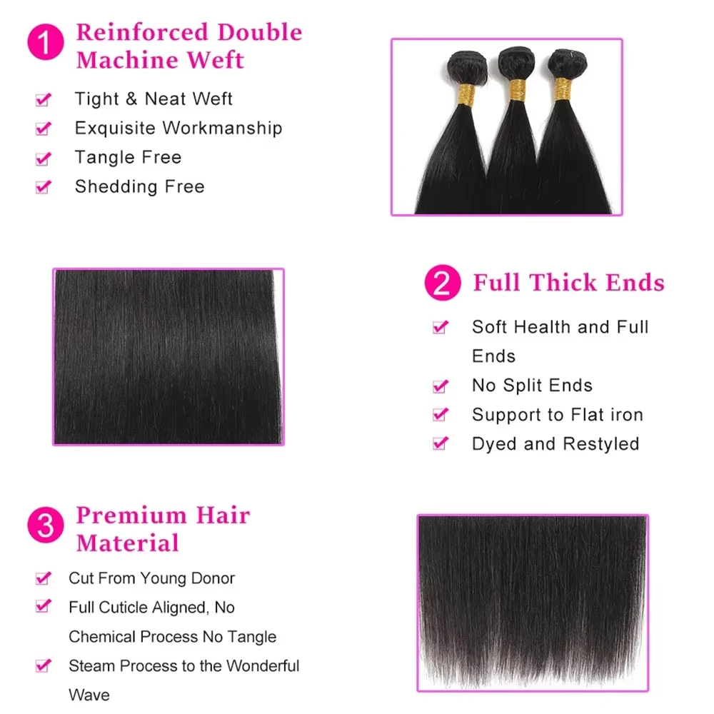 Straight Hair Brazilian Straight Human Hair Weave Bundles Natural Black /3/4 pcs/lot 100% Human Hair BundlesBrazil Hair ﻿ ﻿ ﻿ image 5