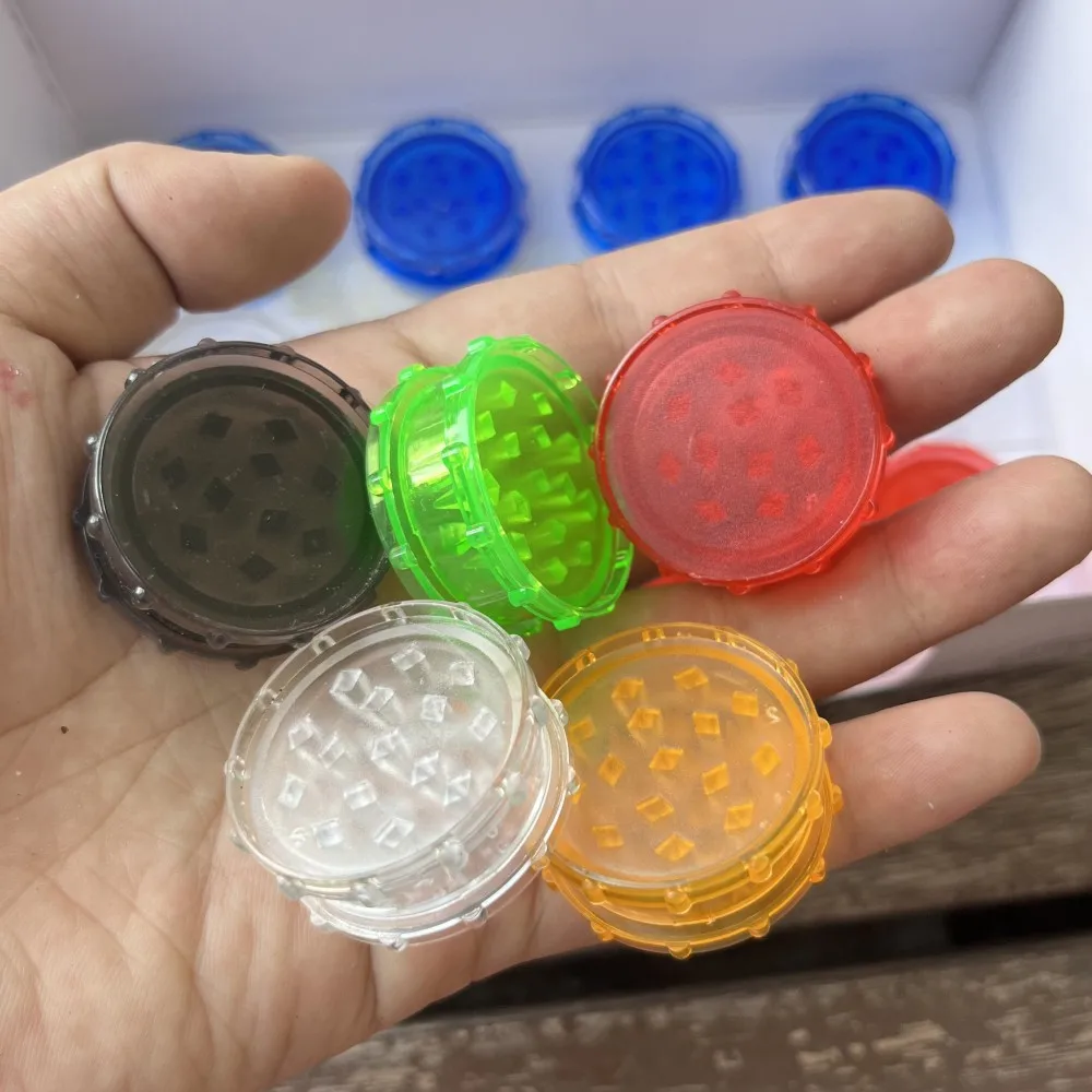 48Pcs/Pack 35MM 2Layers Plastic Pepper Mill Spice Crusher Hand Muller Smoking Grinder Mixed Color