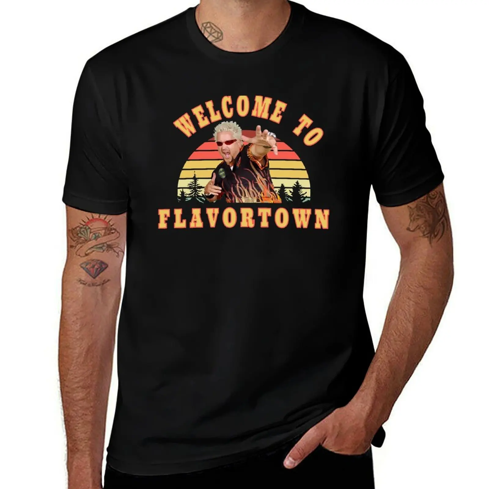 New Guy Fieri Fans Flavortown T-Shirt cotton t shirts man 100% T-Shirt