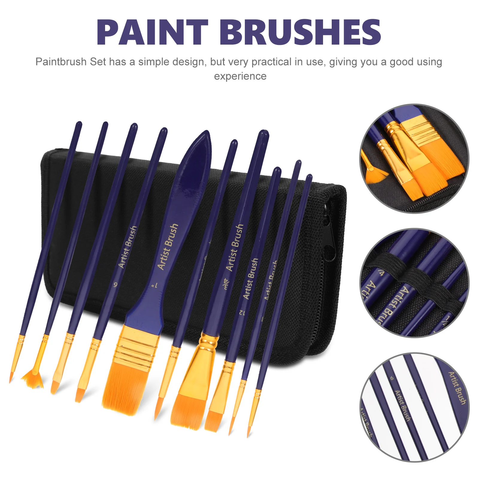 1 set Professional Paintbrush Set Ergonomic Lightweight Oil Watercolor Brushes Multi-Function Portable Supplies
