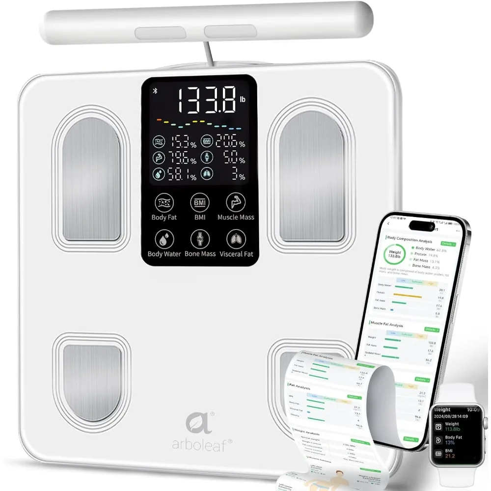 

Smart Body Composition Scale with BMI, Body Fat, Muscle Mass, and 26 Health Metrics, 8-Electrode Analyzer