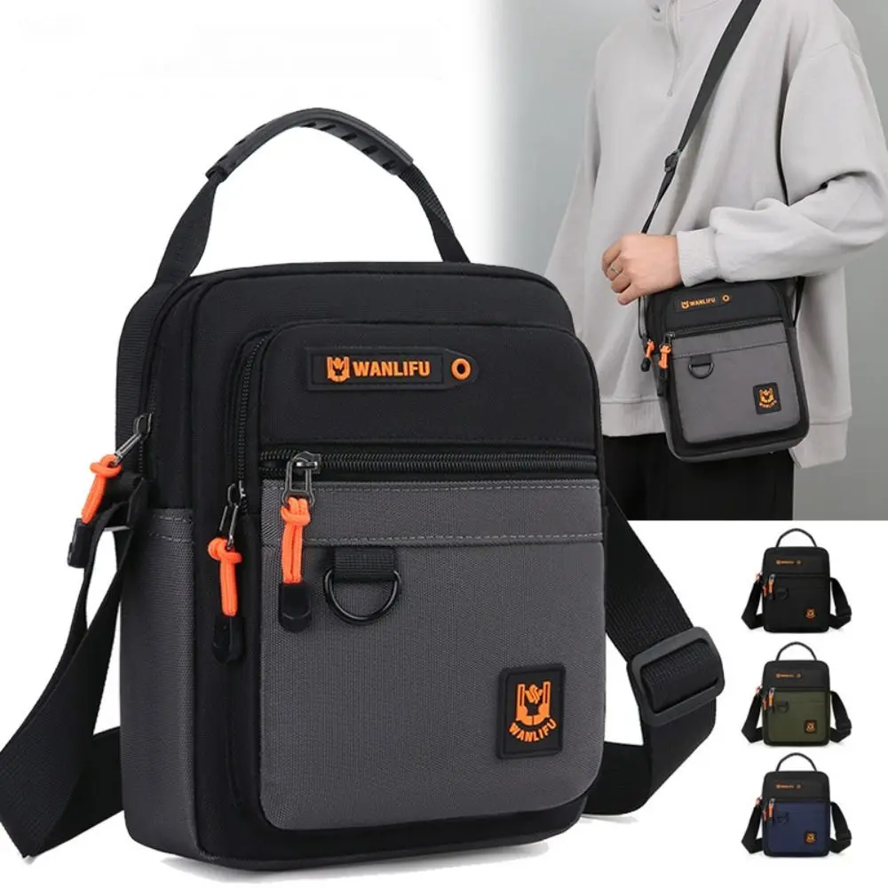 

Oxford Cloth Men Crossbody Shoulder Bag Large Capacity Multi-layer Travel Phone Bag Zipper Mini Handbag Business Messenger Bag