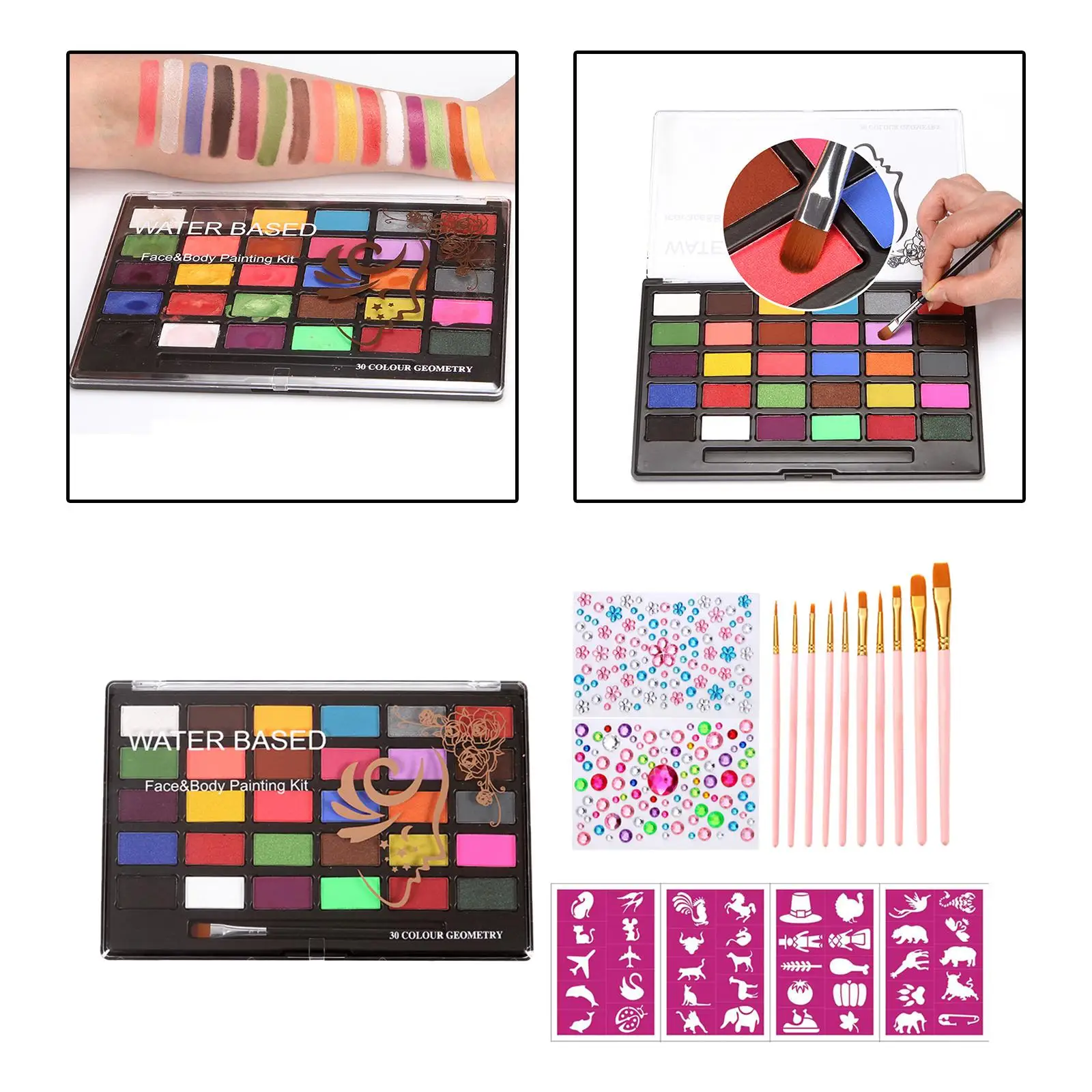 

Краска для лица и тела Профессиональная палитра для макияжа для лица 4, трафареты с