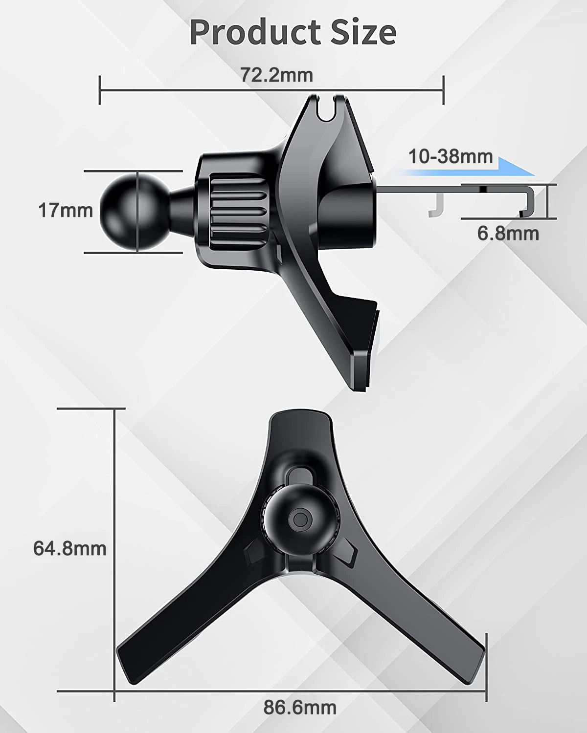 IBudim-soporte para teléfono móvil con Clip Universal para salida de aire de coche, cabeza de bola de 17mm para montaje de teléfono móvil de coche por gravedad, soporte magnético para teléfono de coche