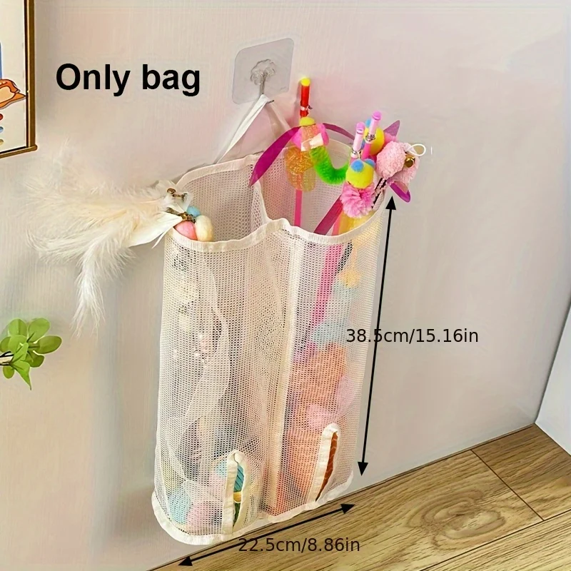 1 Stück Netz-Aufbewahrungstasche für Katzenspielzeug – Wandbehang-Organizer, perfekt für Haustierzubehör, Spielzeug-Aufbewahrungsorganisator, Regalkörbe – Detail 3