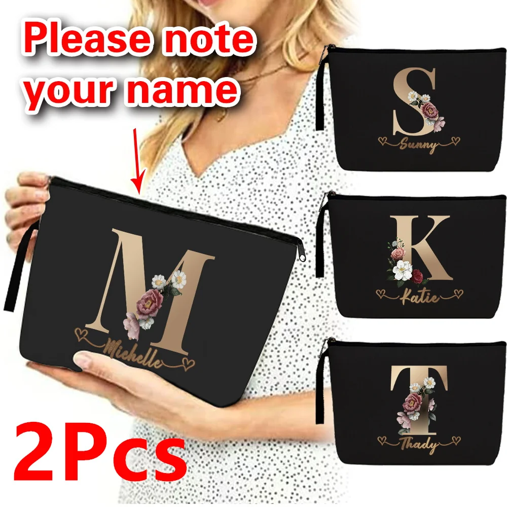 

Fashion Personalized Customization Name Makeup Bag Portable Travel Makeup Bag Toilet Bag Customized Product Canvas Handbag