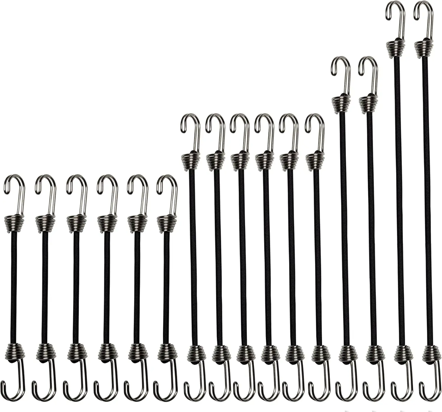 

16pcs Mini Bungee Cords with Hooks, 2-8 Inch Assorted Sizes, Elastic Tie Down Straps for Outdoor Camping