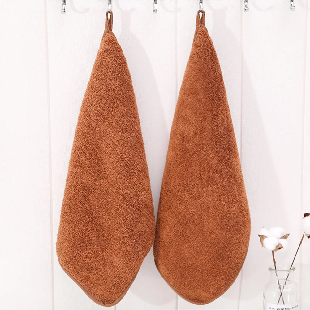 

6pcs Microfiber Towel Solid Color Hand Towels Coral Fleece Thicken Hanging Easy Cleaning Water Absorbing Kitchen Bathroom