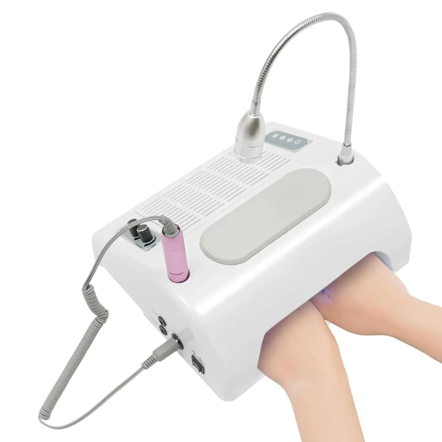 Maszyna do manicure z lampą LED 96W, suszarka, odkurzacz, frezarka do paznokci i kolektor pyłu, elektryczna maszyna do manicure 30000 obr./min