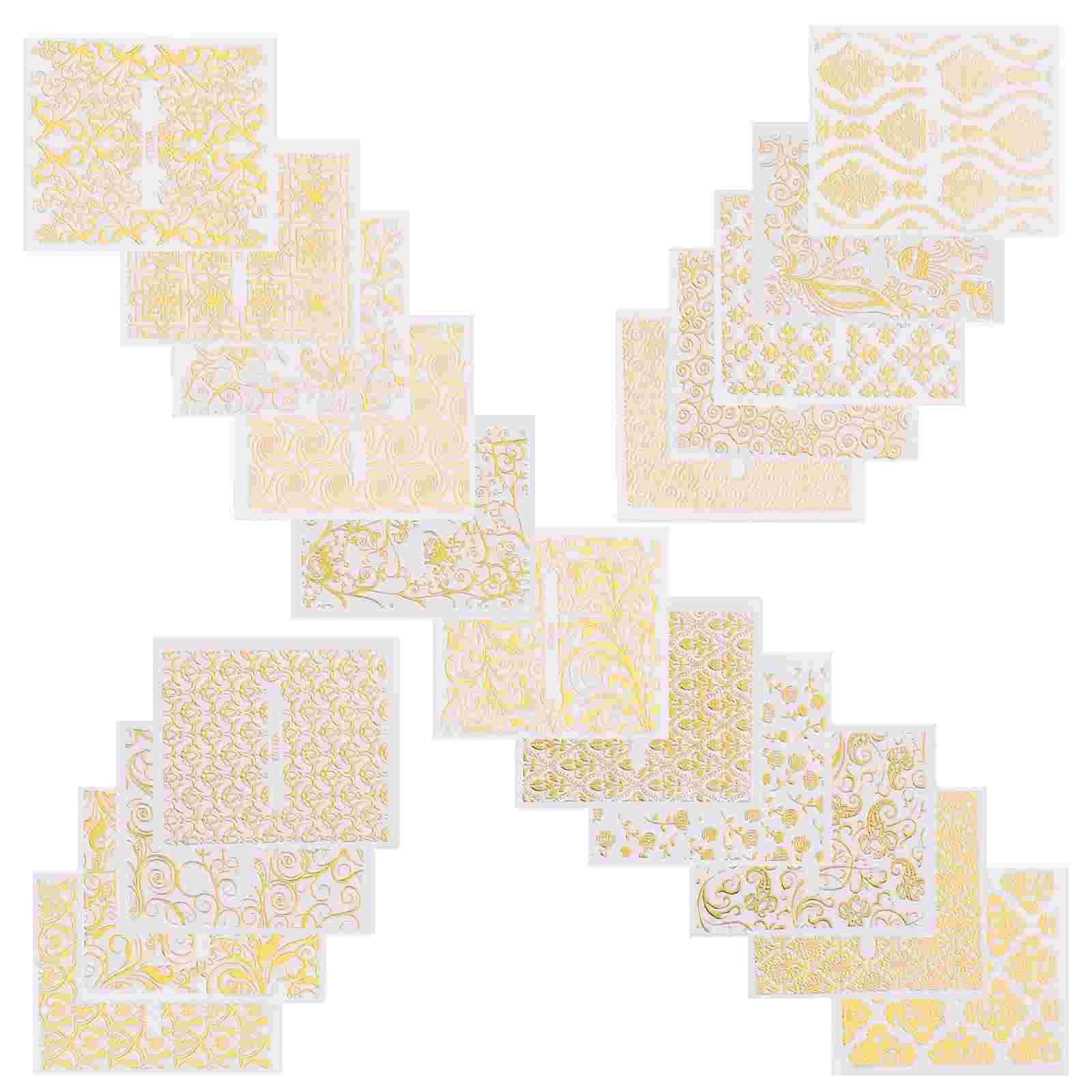 20 Sheets 3D Metal Nail Stickers Golden Decals Nail Tips Sticker Self-adhesive Nail Tips Ethnic Lace Leaves Pattern