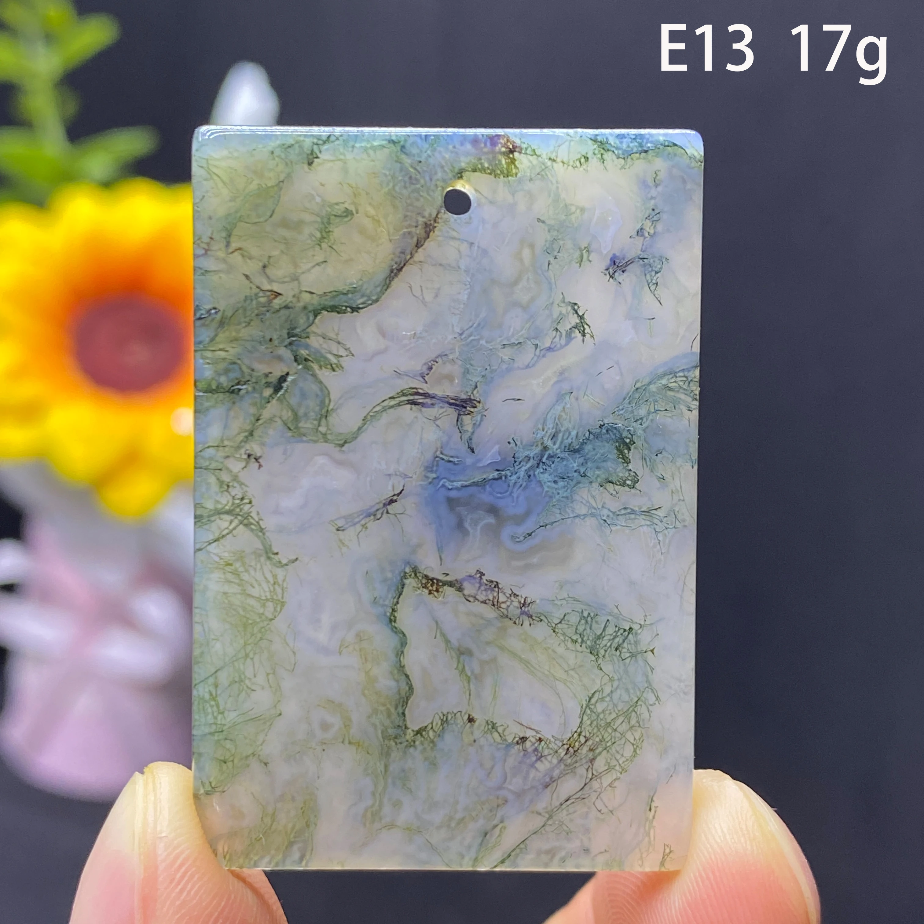 Natural Crystal Moss Agate Water Drop Healing Gemstone Reiki Energy Polished Accessory Home Decorations Gift