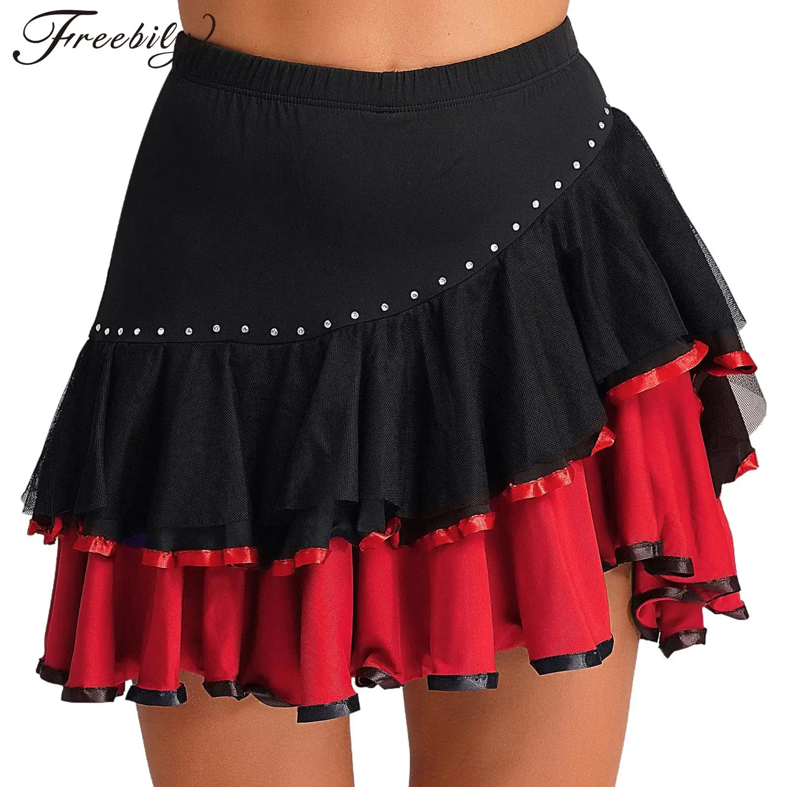 

Latin Dance Skirt Women Practice Dancing Skirt with Built-in Shorts Latin Salsa Cha Cha Rumba Samba Modern Ballroom Skirts