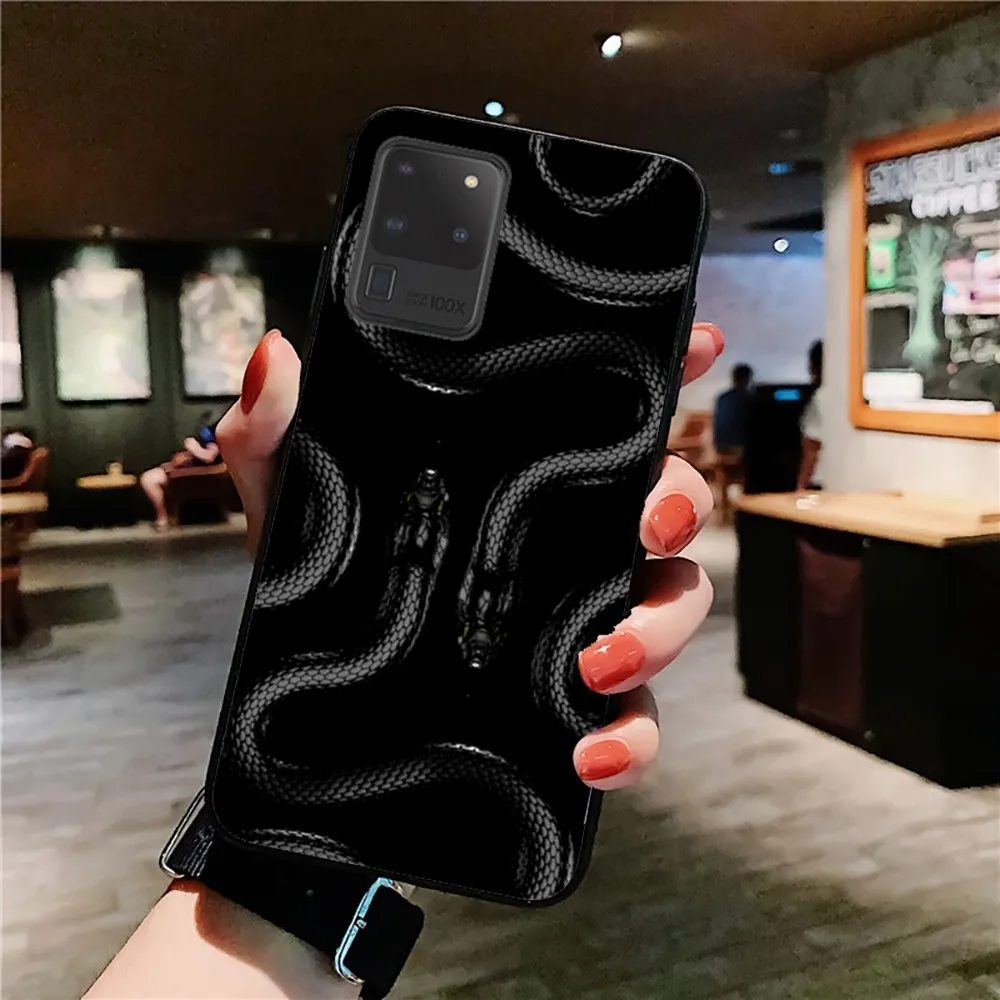 Luxury Black Gold Snake Phone Case For Samsung S 9 10 20 21 22 23 30 23plus Lite Ultra FE S10lite Fundas