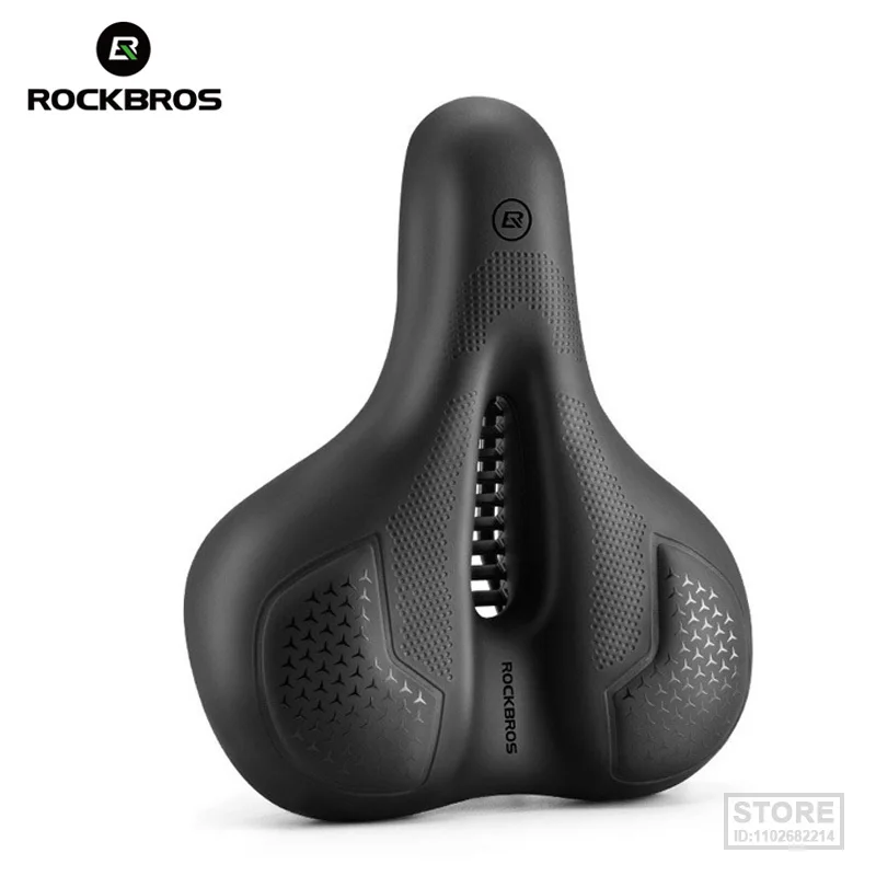 

ROCKBROS Bicycle Saddle Silicone Cushion Shockproof Cycling Seat PU Leather Hollow Breathable Thickened Sponge Bike Safety