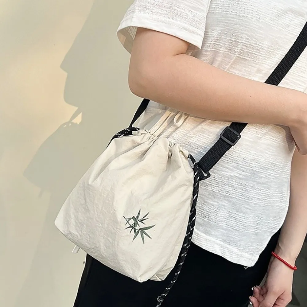 

Регулируемая сумка через плечо на шнурке, легкая нейлоновая сумка-ведро большой вместимости, однотонная сумка через плечо в корейском стиле на каждый день