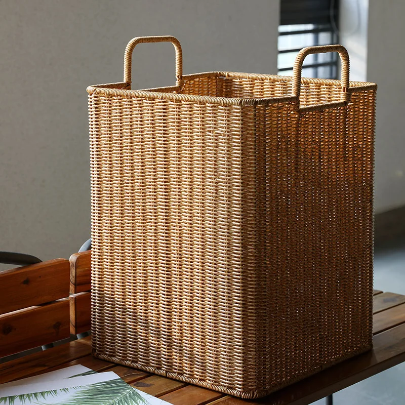 

For American-Style Rattan-Inspired Laundry Basket Light luxury Hotel Bathroom Dirty Clothes Multi-functional Storage Baskets