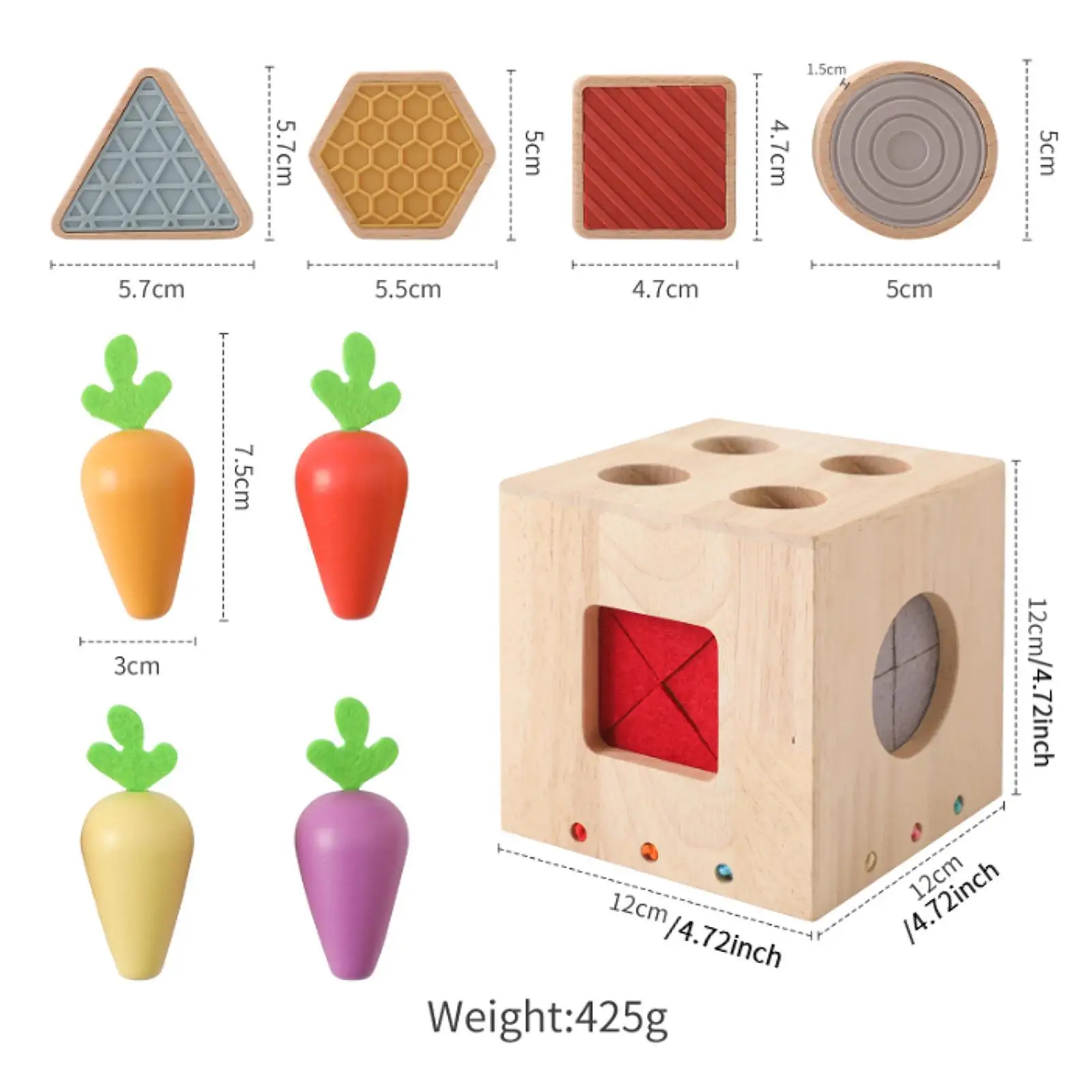 Cube d'activité Montessori pour enfants, jouet mentaires oriel, jeu d'empilage de carottes, boîte de héros pour enfants, garçons, filles