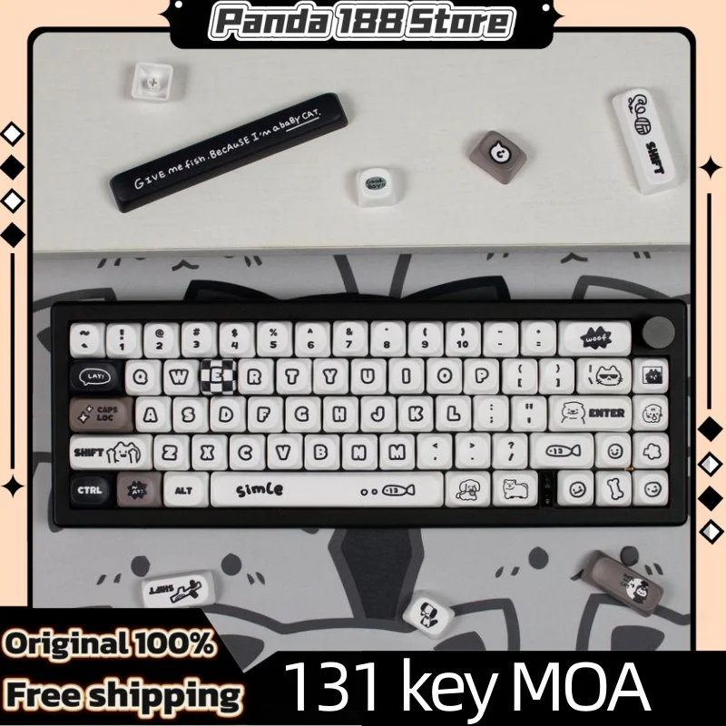 Cat Dog Theme Keycaps 131 Key Moa Cherry Profile Pbt Hot Sublimation Mechanical Keyboard Anime Cartoon Keycaps