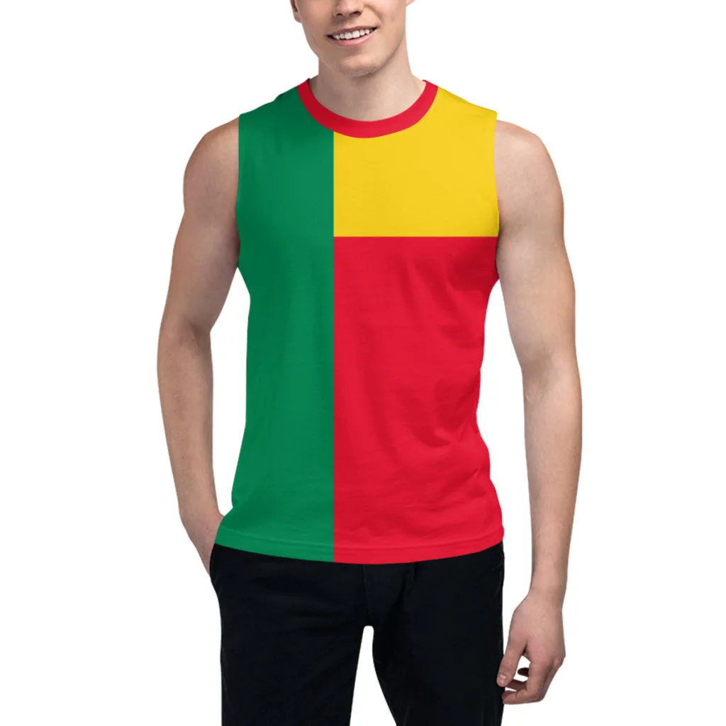 

Sleeveless T-shirt Benin Flag 3D Men's Boys Tshirt Gyms Tank Tops Fitness Joggers Basketball Training Vest