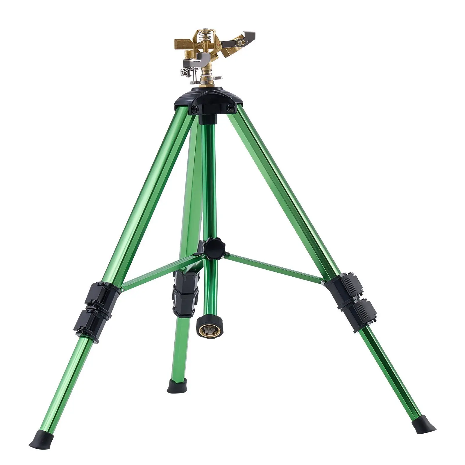 삼각대 베이스에 장착된 임팩트 스프링클러, 황동 헤드와 3/4인치 커넥터가 있는 고강도 삼각대 스프링클러, 360도 넓은 지역 커버리지