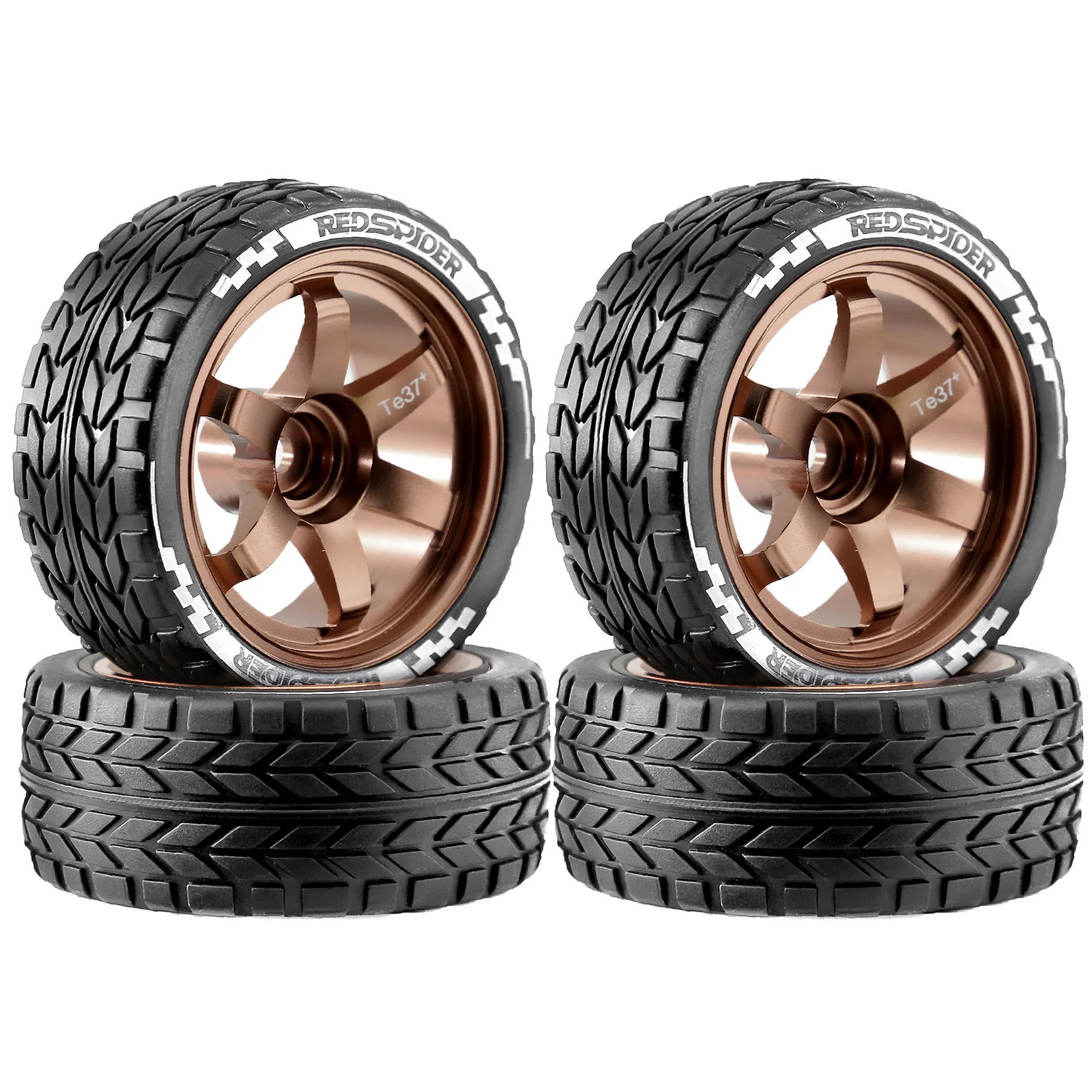 RED SPIDER 4Pcs 1/10 RC On Road Tires  Metal Wheel Rims Drift Rubber Tyre Set For Tamiya TT02 HSP RC Touring Car Upgrade Parts