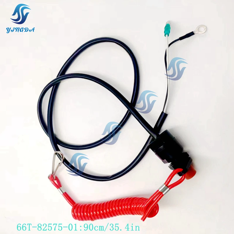 Boat Engine Emergency Safety Stop Switch With Lanyard 65W‑82575‑01 and 6E9-82575-02 66T-82575-01 for Yamaha Outboard Motor