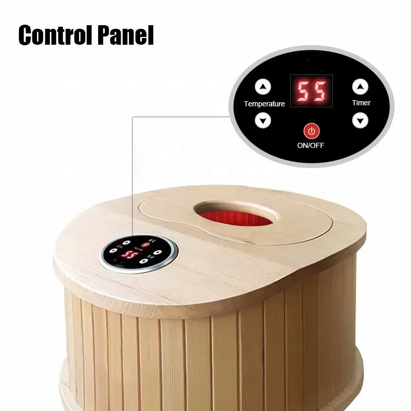 Portable Wooden Far Infrared Massage Steam Dry Foot Sauna with Jade Stone