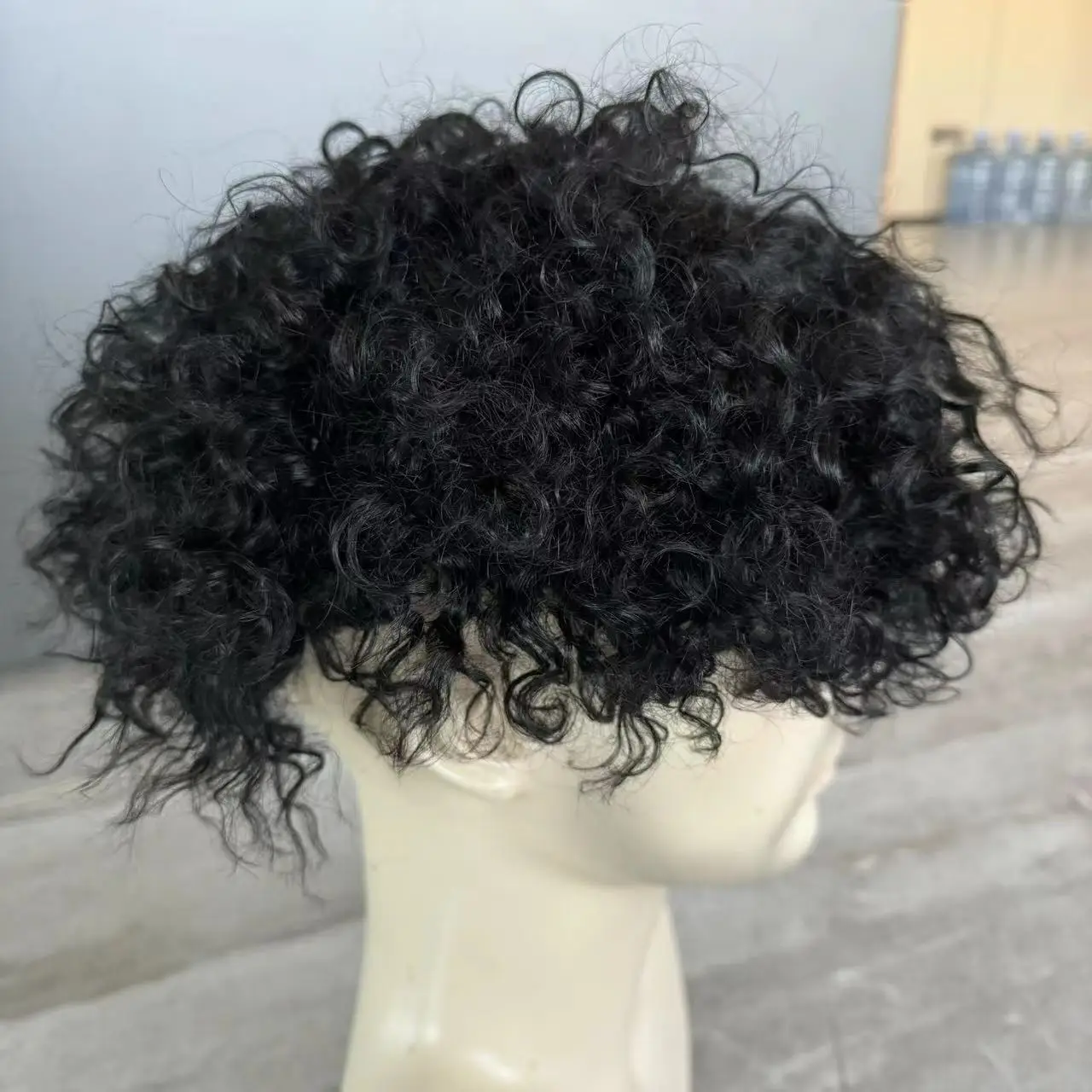 الأوروبي الشعر البشري الأفرو 18 مللي متر/15 مللي متر مجعد رجالي الشعر المستعار سوبر دائم أستراليا الدانتيل والجلد بولي Base قاعدة الذكور الشعر الاصطناعي هيربيسي #6