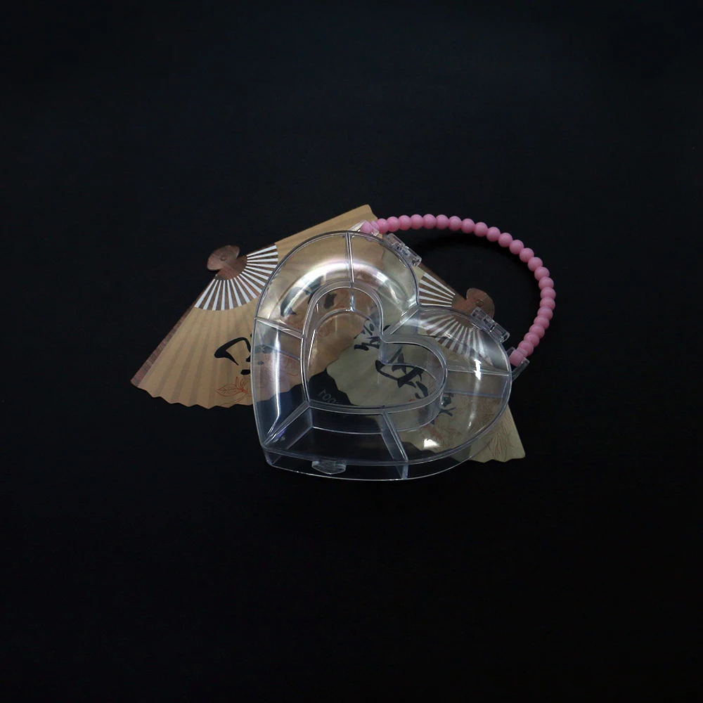 

89x116mm Heart-Shaped Transparent Plastic Jewelry Packaging Box With Multi-Compartment Flip-Top Design Storage And Display Tool