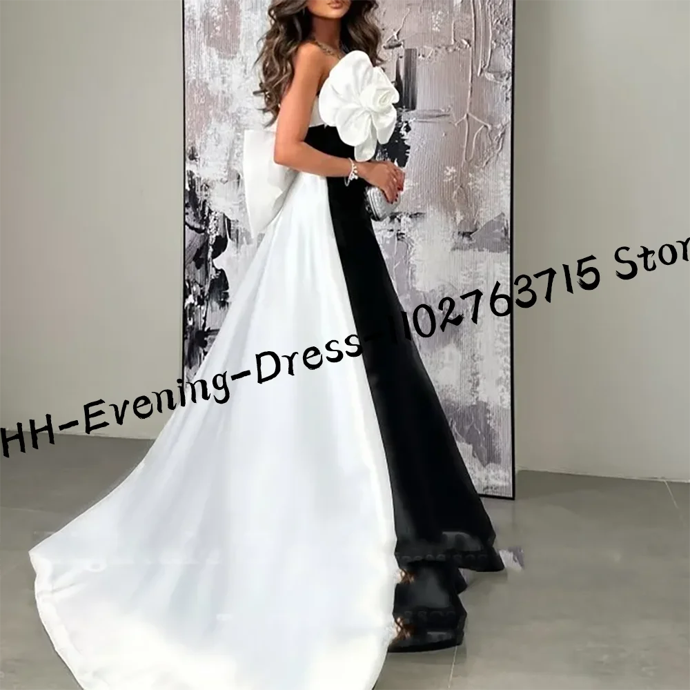 Elegant Contrast Color Flowers A-Line Formal Evening Dresses Part Prom Gowns Customized