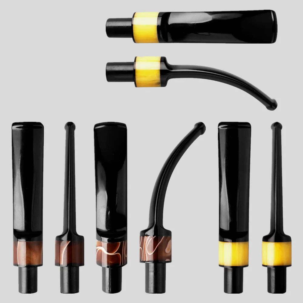 1pc Acrylic Tobacco Smoking Mouthpiece For Tobacco Briar Pipe Smoke Pipe Handwork Coffee Color Pattern Pipe Mouthpiece