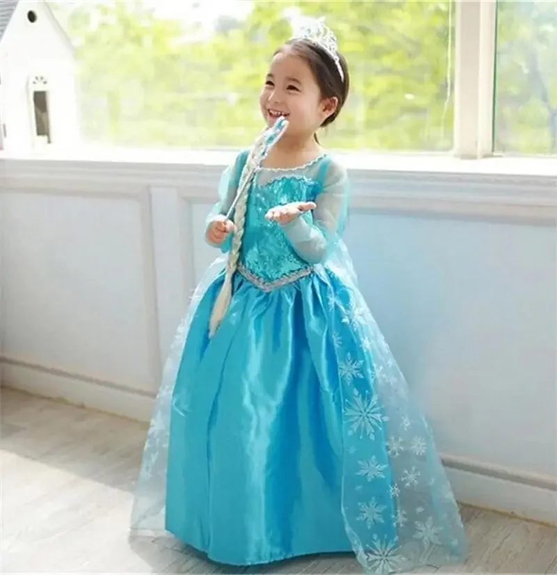 Girls Snow Queen Elsa Kids Costumes For Girls 2023 Carnival Party Prom Gown Robe-Playing Children Clothing Princess Dress