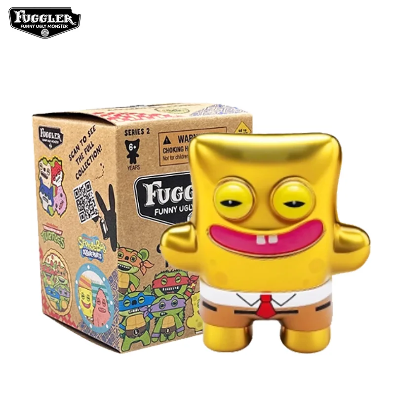 Original ﻿ Fuggler chaveiro caixa cega 2 dentes feios monstro adolescente mutante ninja tartarugas bob esponja figura chaveiro caixa mistério presente
