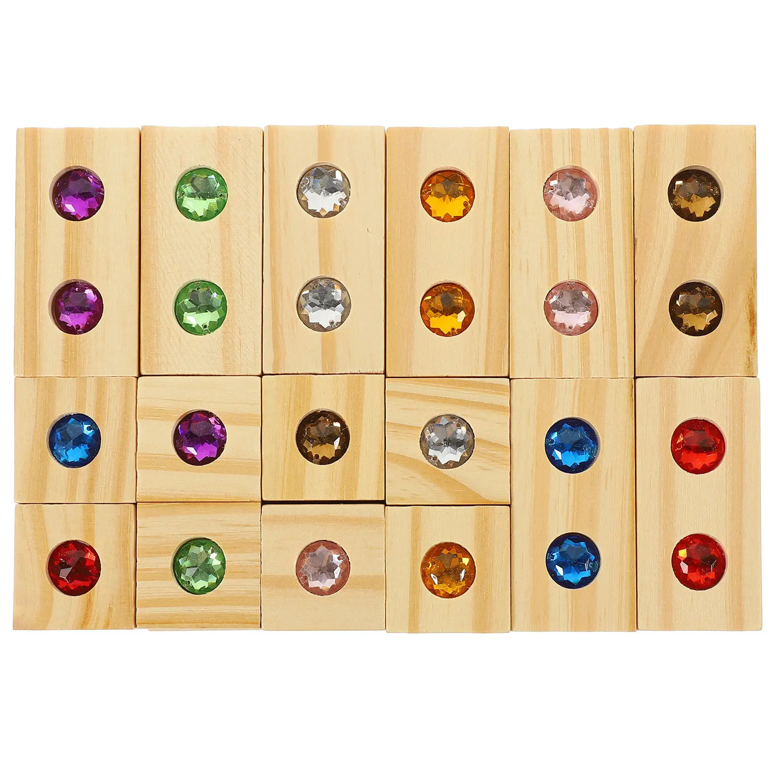 

1Set Wooden Gemstone Inlaid Cube Blocks Creative Educational Stacking Early Learning Kids Building Game Game Toy