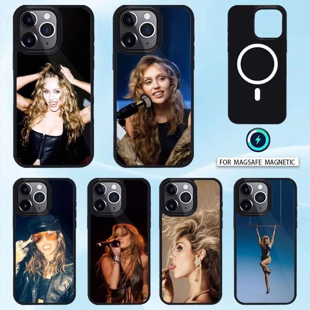 

Miley Singer Cyrus Flowers Phone Case Magnetic For iPhone17 16 15 14 13 12 Pro Max For Magsafe Wireless Charging Cover