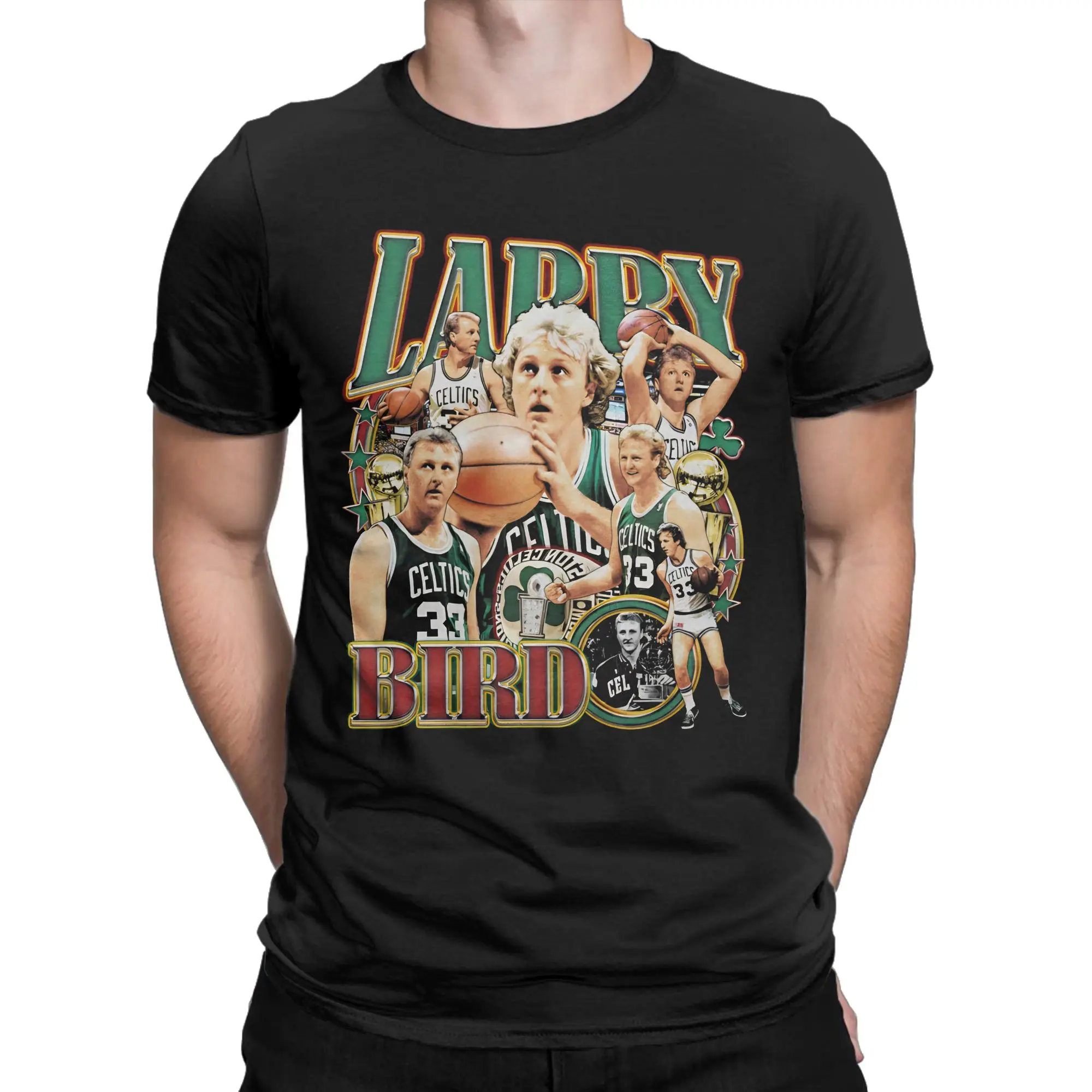 Man T Shirt Larry Bird American Basketball Player T Shirts Fashion  Summer Tees Funny Custom DIY Pure Cotton Clothing Gift