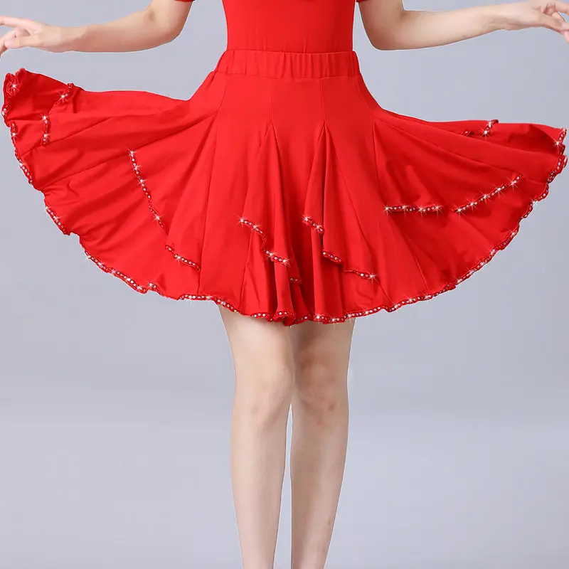 

2026 Bust Skirt Latin Dance Skirt Women's Three-step Jitterbug Skirt New Adult Cha-cha Dance Rumba Square Dance Suit