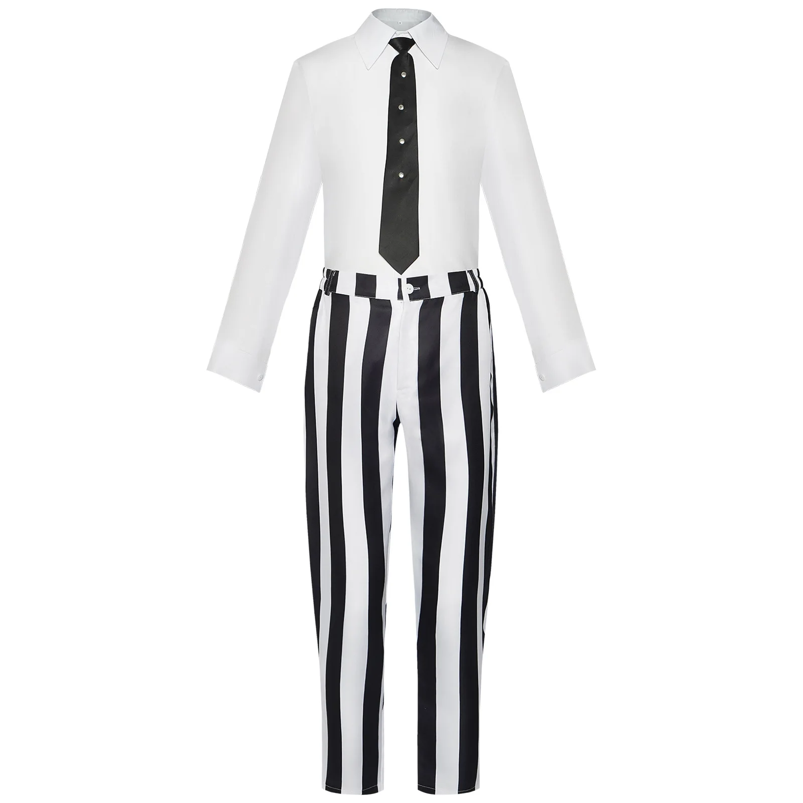 Anime Adam Cosplay Costume Black and White Striped Suit Jacket Shirt Pants Uniform Halloween Party Outfits for Adult Men Cosplay