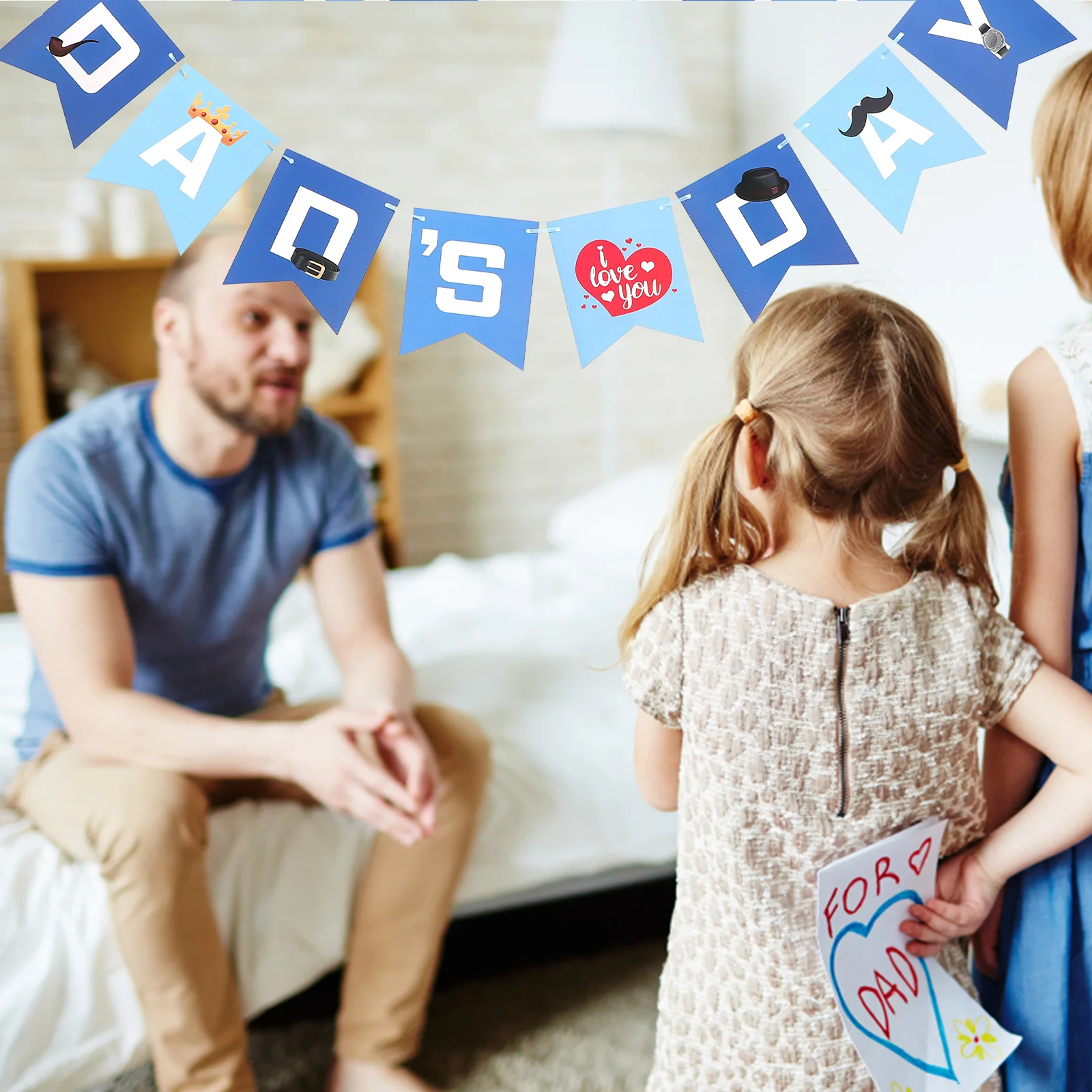 

1 set Fathers Banner Set Father's Day Decorations Garland Party Supplies Balloons Happy Father's Day Ornament Bunting for Home