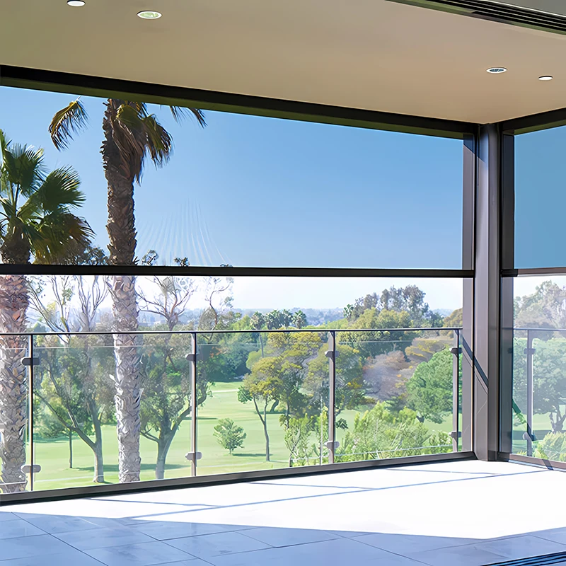 

Электрический уличный ветрозащитный роликовый козырек с утолщенной направляющей из алюминиевого сплава, солнцезащитный козырек для балкона и двора