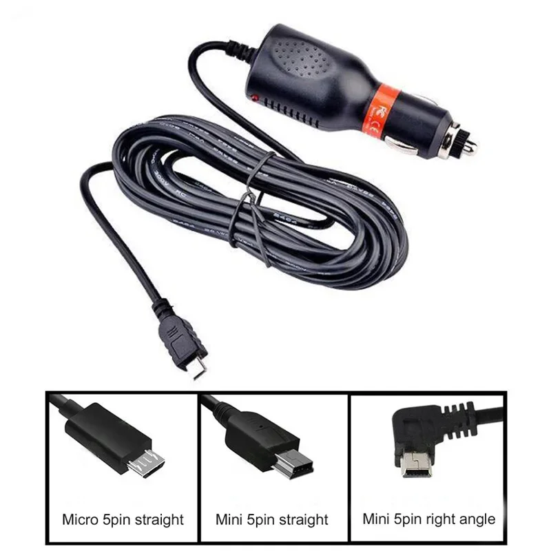 

5V 2A Mini Mico USB Ports Car Cigarette Adapter Lighter Power with 3.5m Cable Switch Line for DVR Dash Cam Charging,Input 8V-30V