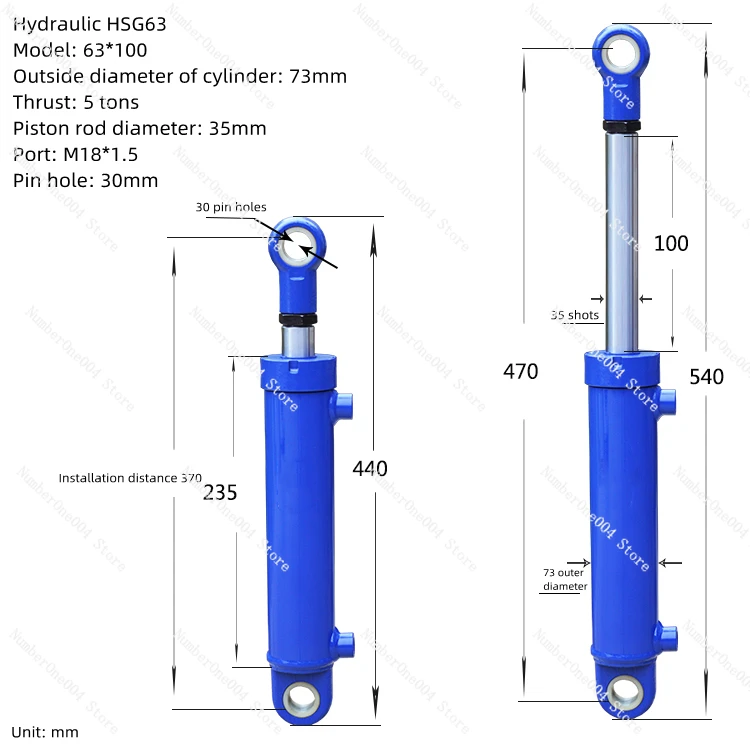 

Applicable to hydraulic cylinder two-way lift small heavy-duty oil top hydraulic station diesel splitting machine blue