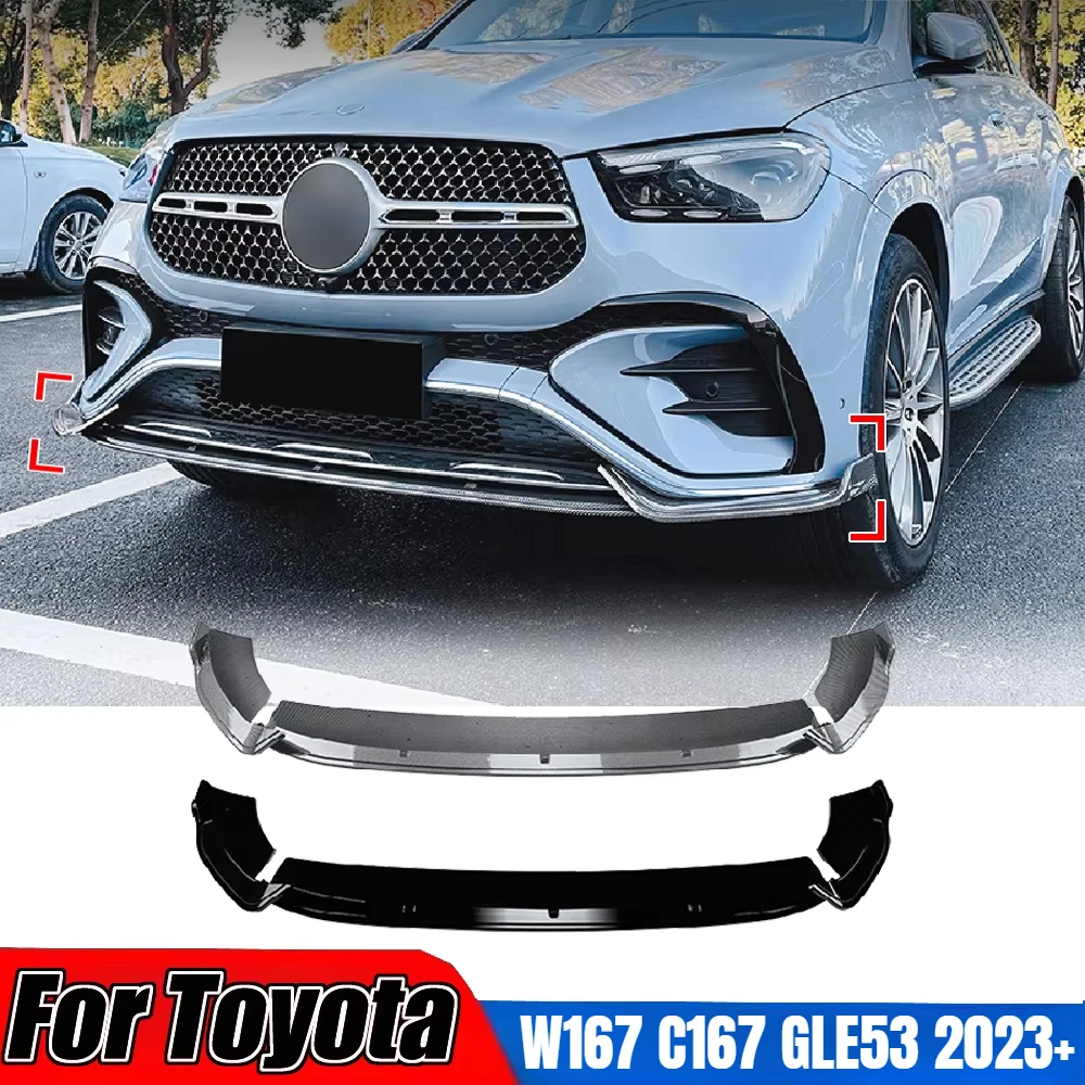 Car Front Bumper Splitter Lip Spoiler Diffuser Guard Body Kit Cover Tuning ABS For Mercedes Benz GLE Coupe W167 C167 GLE53 2023+